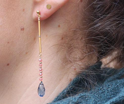 Lange øreringe med Swarovski Krystaldråbe