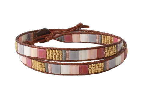 Armbånd med Tila beads i rosa/grå nuancer